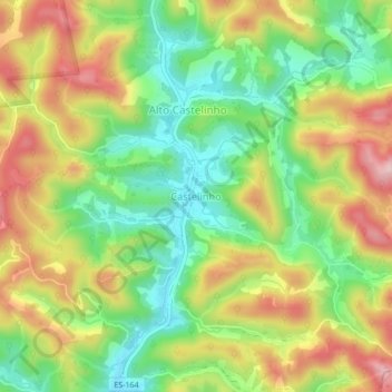 Mapa topográfico Castelinho, altitud, relieve