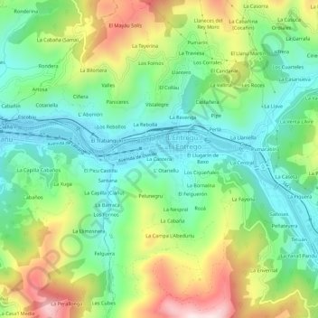 Mapa topográfico La Cantera, altitud, relieve