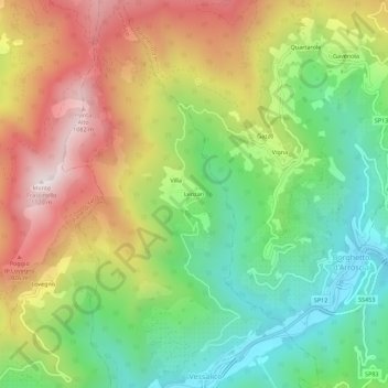 Mapa topográfico Lenzari, altitud, relieve