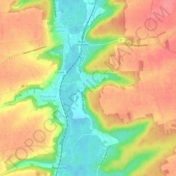 Mapa topográfico Buno-Bonnevaux, altitud, relieve