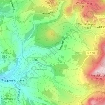 Mapa topográfico Tränkhof, altitud, relieve
