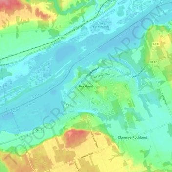 Mapa topográfico Rockland, altitud, relieve