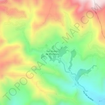 Mapa topográfico San Andrés de Pisimbalà, altitud, relieve