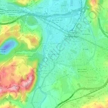 Mapa topográfico Barrio del Hoyo, altitud, relieve
