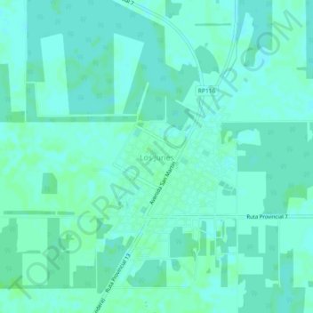 Mapa topográfico Los Juries, altitud, relieve