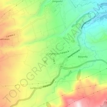 Mapa topográfico Catambuco, altitud, relieve