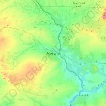 Mapa topográfico Adré, altitud, relieve