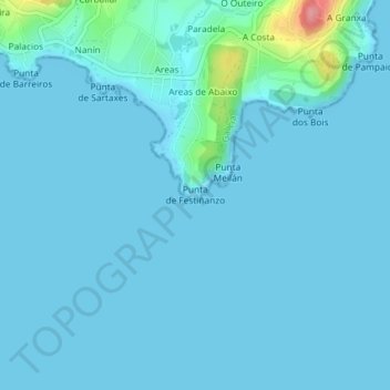Mapa topográfico Punta de Festiñanzo, altitud, relieve