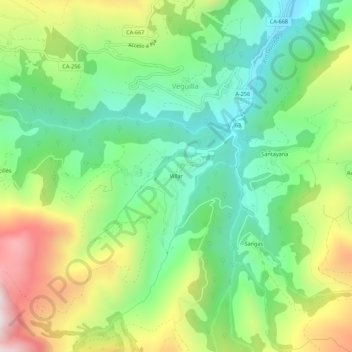 Mapa topográfico Villar, altitud, relieve