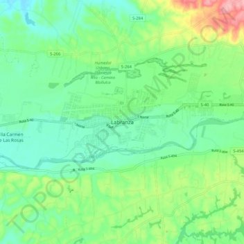 Mapa topográfico Labranza, altitud, relieve