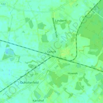 Mapa topográfico Ocholt, altitud, relieve