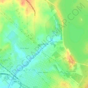Mapa topográfico Las Peñitas, altitud, relieve