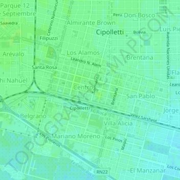 Mapa topográfico M549, altitud, relieve