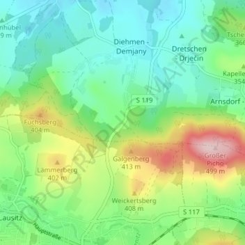 Mapa topográfico Neu-Diehmen, altitud, relieve