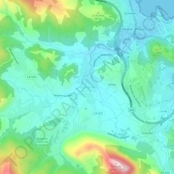 Mapa topográfico Sámano, altitud, relieve