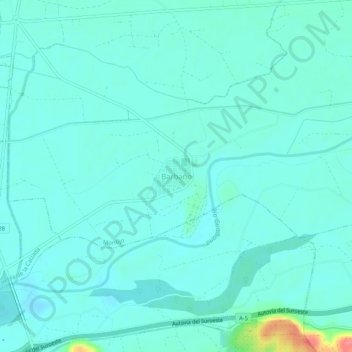 Mapa topográfico Barbaño, altitud, relieve