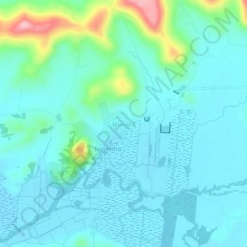 Mapa topográfico Monjolo, altitud, relieve