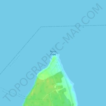 Mapa topográfico North Cape, altitud, relieve