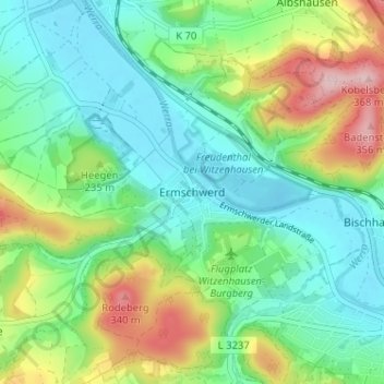 Mapa topográfico Ermschwerd, altitud, relieve