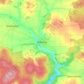 Mapa topográfico Wissing, altitud, relieve