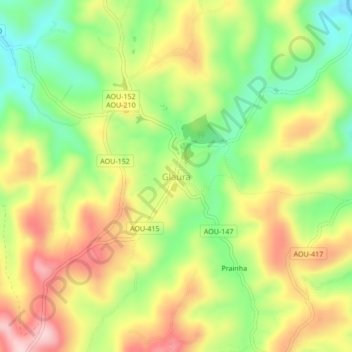 Mapa topográfico Glaura, altitud, relieve