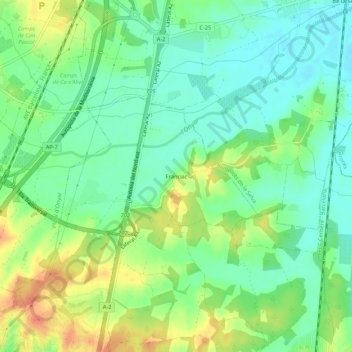 Mapa topográfico Franciac, altitud, relieve