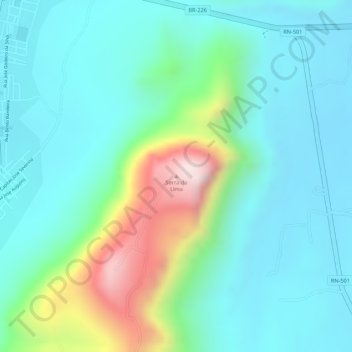 Mapa topográfico Serra do Lima, altitud, relieve