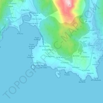 Mapa topográfico Tal de Arriba, altitud, relieve