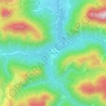 Mapa topográfico Wildbad Kreuth, altitud, relieve