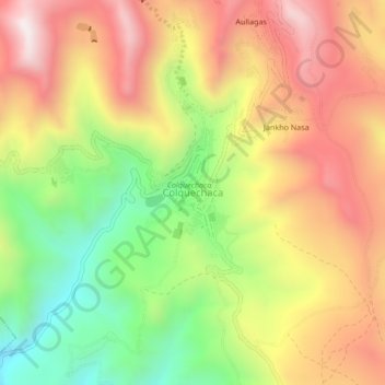 Mapa topográfico Colquechaca, altitud, relieve