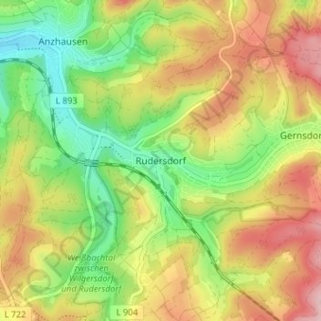 Mapa topográfico Rudersdorf, altitud, relieve
