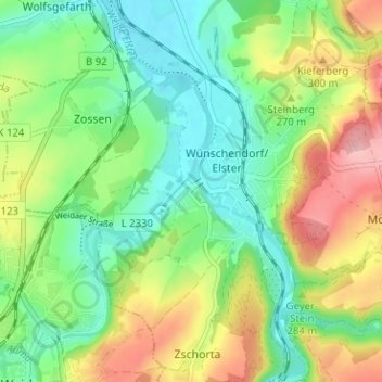 Mapa topográfico Veitsberg, altitud, relieve
