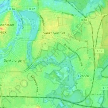 Mapa topográfico Hohewarte, altitud, relieve