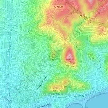 Mapa topográfico Calvario, altitud, relieve