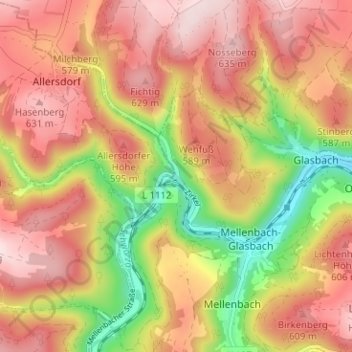 Mapa topográfico Zirkel, altitud, relieve