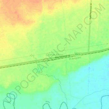 Mapa topográfico Chañar Muyo, altitud, relieve