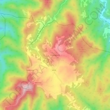 Mapa topográfico Castiglione, altitud, relieve