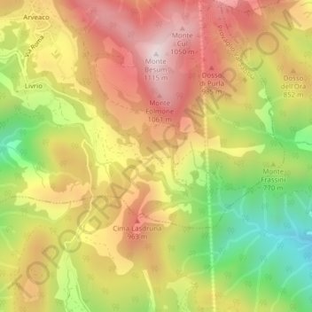 Mapa topográfico Ludrio, altitud, relieve