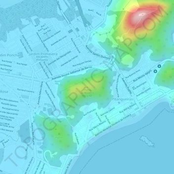 Mapa topográfico Morro do Botelho, altitud, relieve