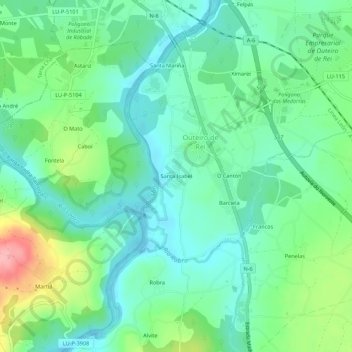 Mapa topográfico Santa Isabel, altitud, relieve