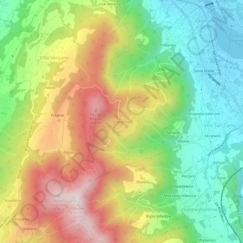 Mapa topográfico Consonno, altitud, relieve