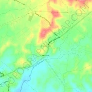 Mapa topográfico Itacolomi, altitud, relieve