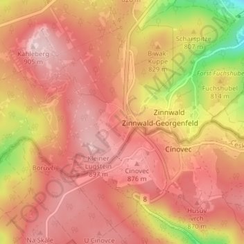 Mapa topográfico Georgenfeld, altitud, relieve