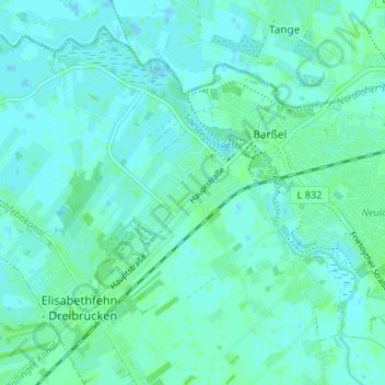 Mapa topográfico Barßelermoor, altitud, relieve