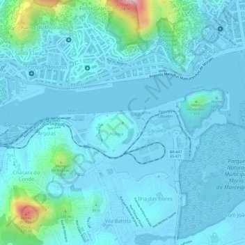 Mapa topográfico Morro do Paul, altitud, relieve