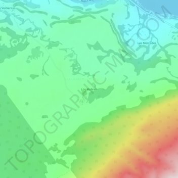 Mapa topográfico Los Molinos, altitud, relieve