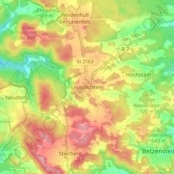Mapa topográfico Leupoldstein, altitud, relieve