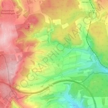 Mapa topográfico Mauenheim, altitud, relieve