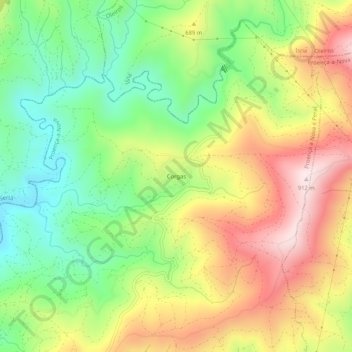 Mapa topográfico Corgas, altitud, relieve
