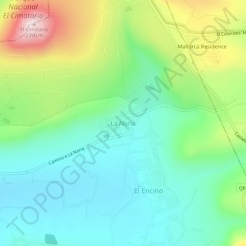 Mapa topográfico La Noria, altitud, relieve